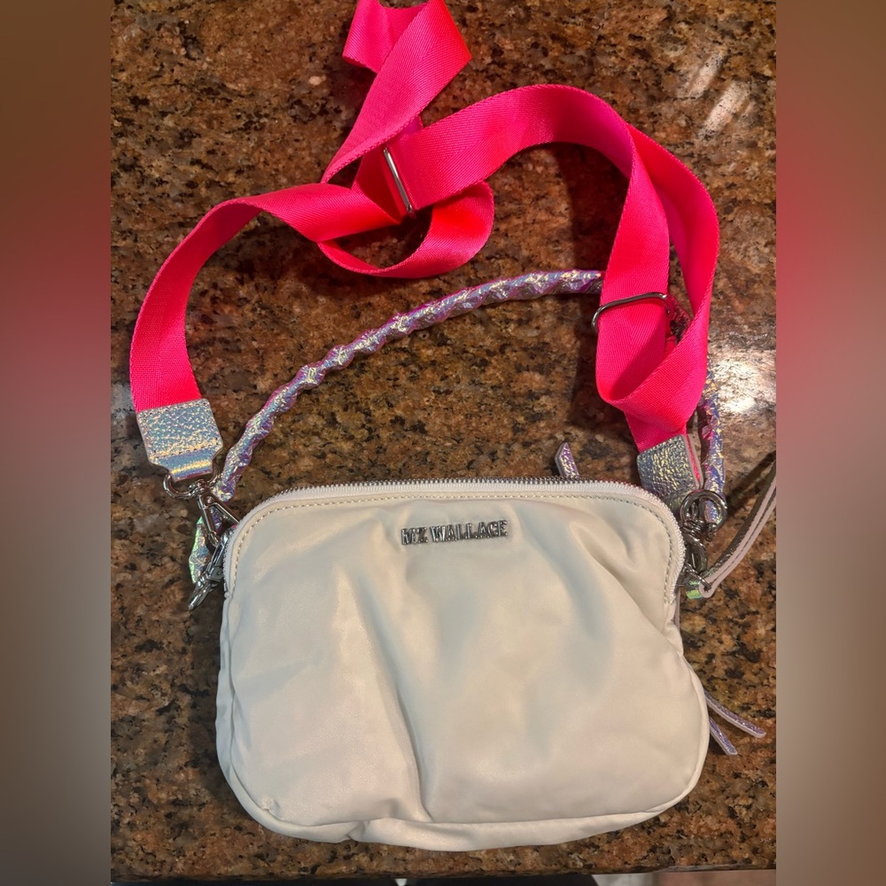 MZ Wallace White Crossbody Bag with Pink Strap - Picture 7 of 16